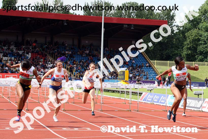 Womens 100 metres hurdles, British Championships, Birmingham. Photo: David T. Hewitson/Sports for All Pics